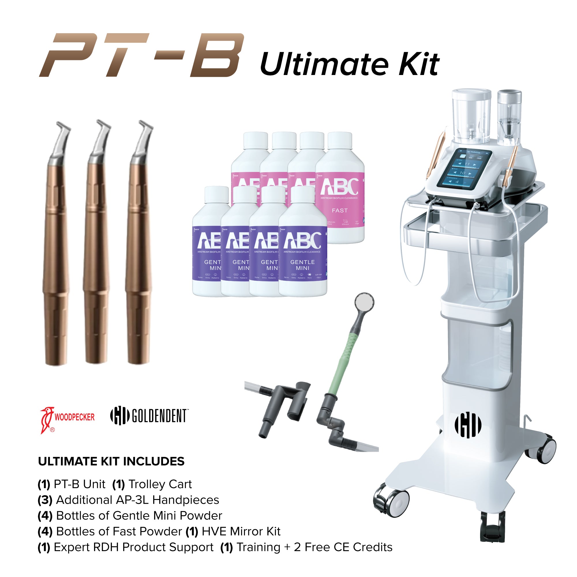 Woodpecker PT-B Ultimate Kit — Air Polisher & Ultrasonic Scaler Combo Unit - Woodpecker - GoldenDent
